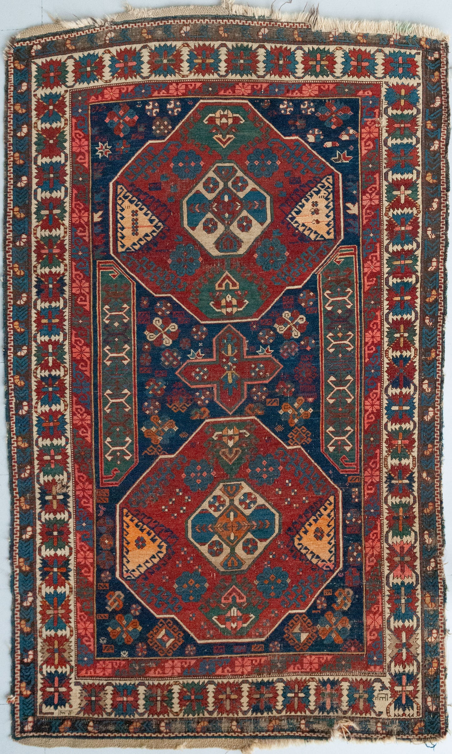 Antique Caucasian Tribal Rug - Handwoven
