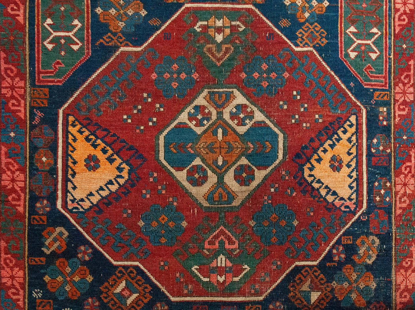 Antique Caucasian Tribal Rug - Handwoven