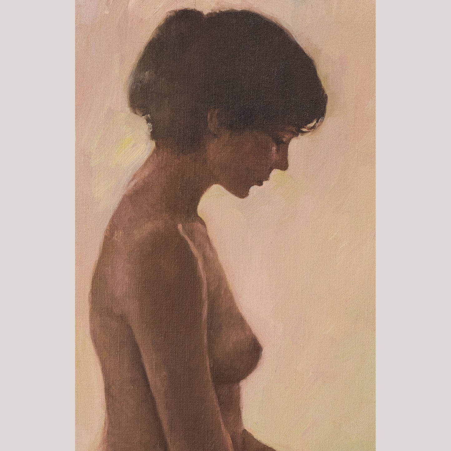 Female Nude Study with Bouquet of Flowers - Oil Painting - Modern Decorative