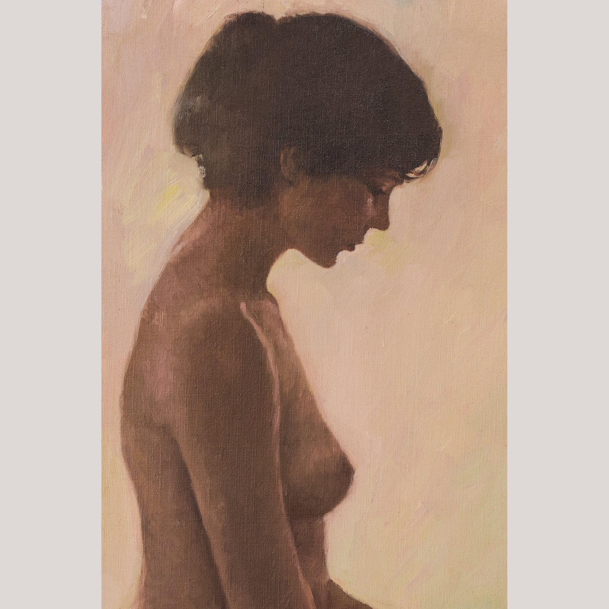 Female Nude Study with Bouquet of Flowers - Oil Painting - Modern Decorative