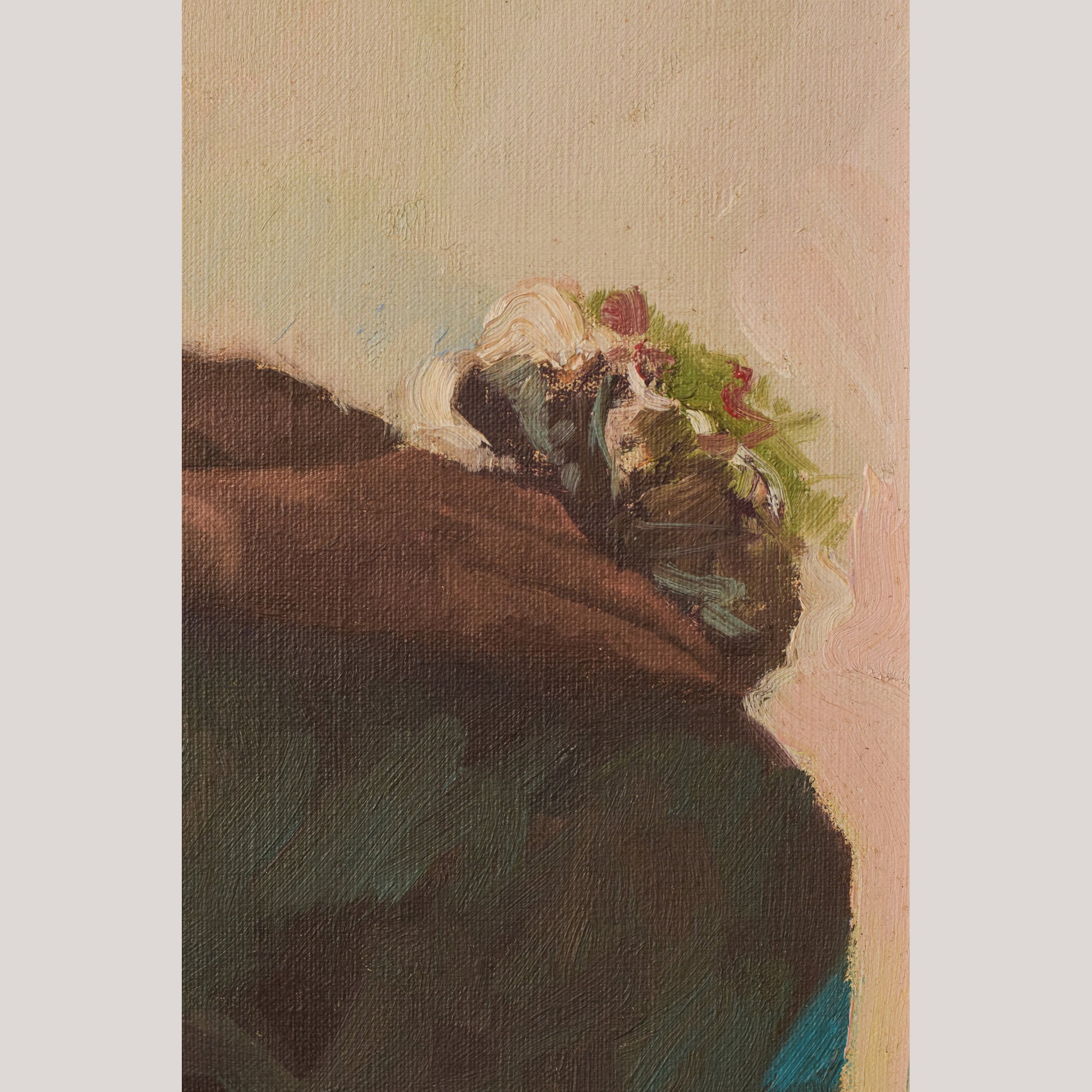 Female Nude Study with Bouquet of Flowers - Oil Painting - Modern Decorative