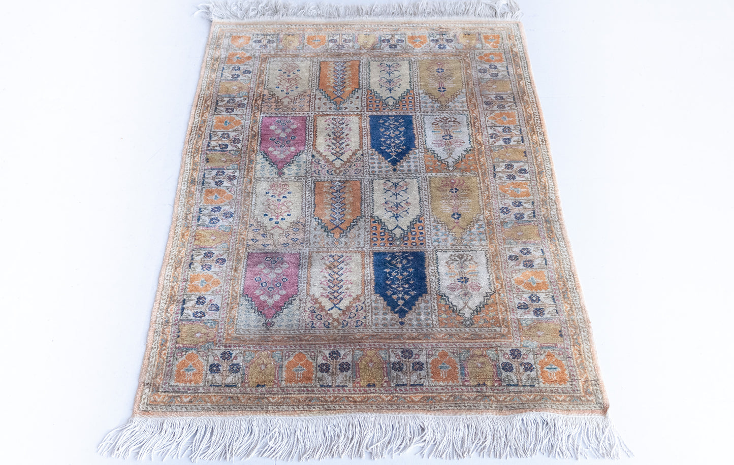 Vintage - Kashmir Hand Knotted Silk Rug - Modern Decorative