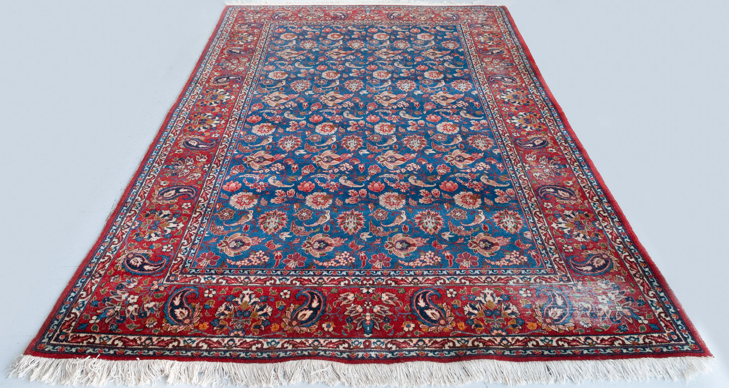 Mashhad Rug With Flowers and Birds - Large - Vintage