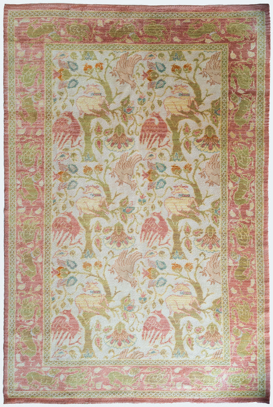 Large Hand Woven - Vintage Spanish Rug With Exotic Creatures - Modern Decorative