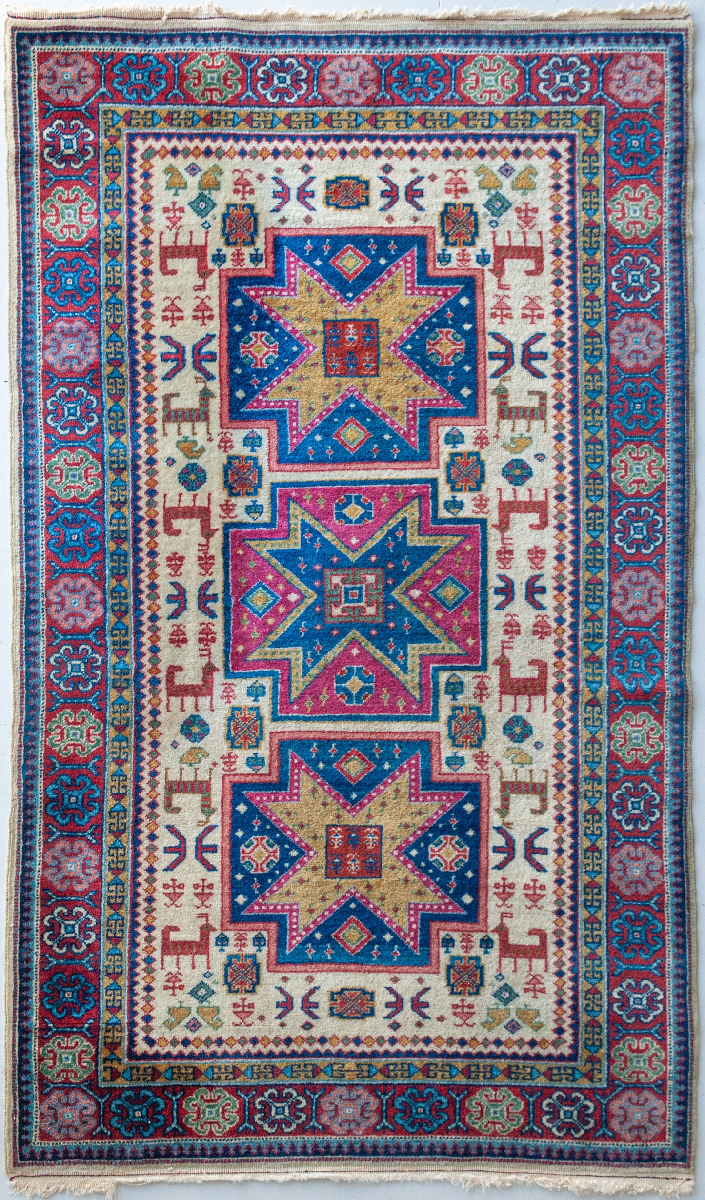 Hand Woven Vintage Eastern Rug - Animal Motifs - Modern Decorative