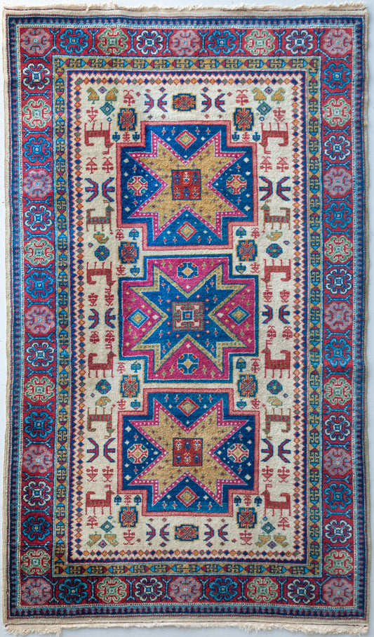 Hand Woven Vintage Eastern Rug - Animal Motifs - Modern Decorative