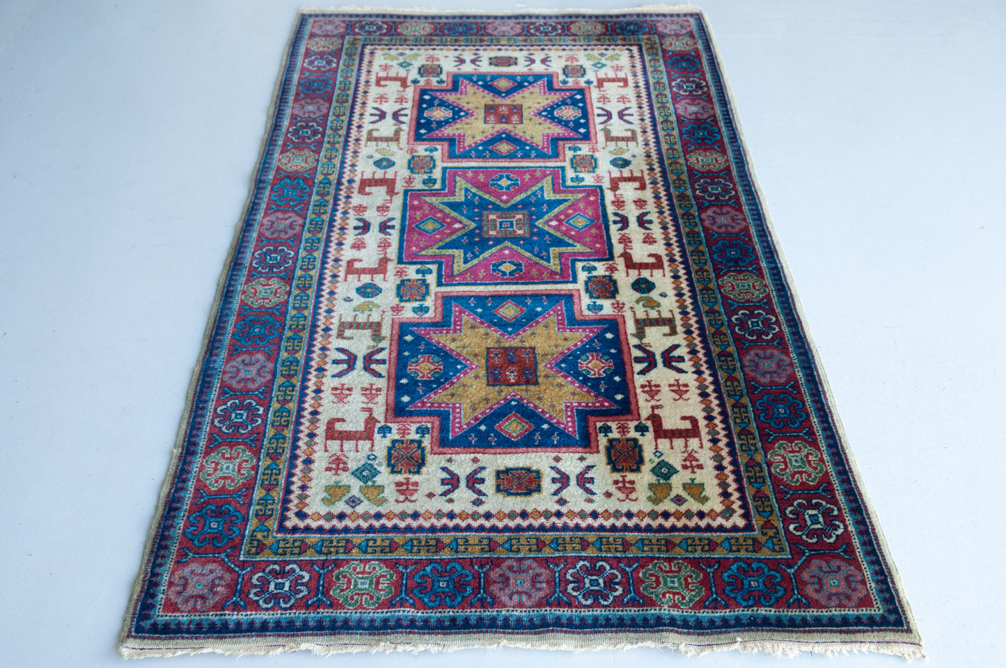 Hand Woven Vintage Eastern Rug - Animal Motifs - Modern Decorative