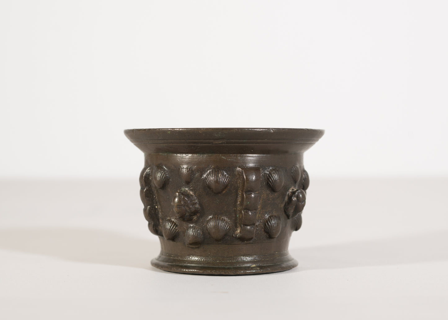 17th or 18th Century Bronze mortar with Sea Shell Motifs