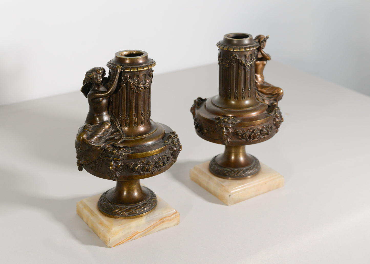 Pair of Bronze Classical-Style Vases/Lamp Bases - Modern Decorative