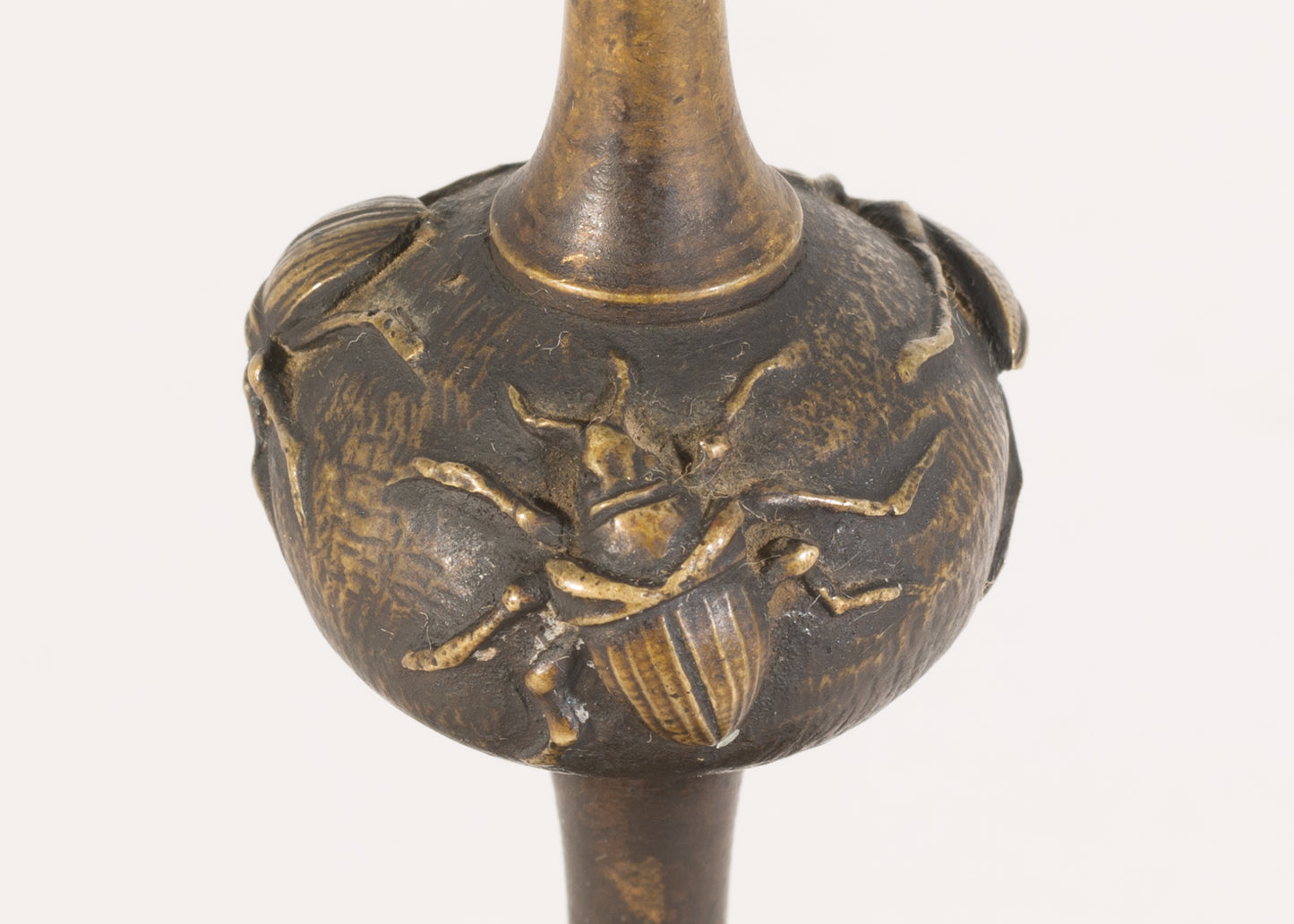 Follower of Tiffany & Co.: Art Nouveau Bronze Candlesticks with insects