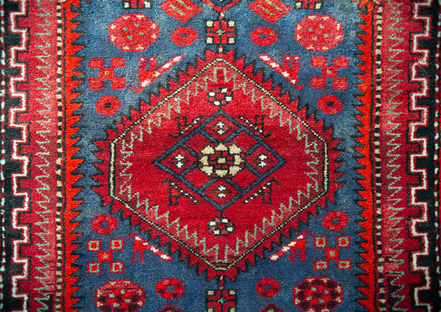 Zanjan Vintage Rug- Geometric Design - Animal motifs