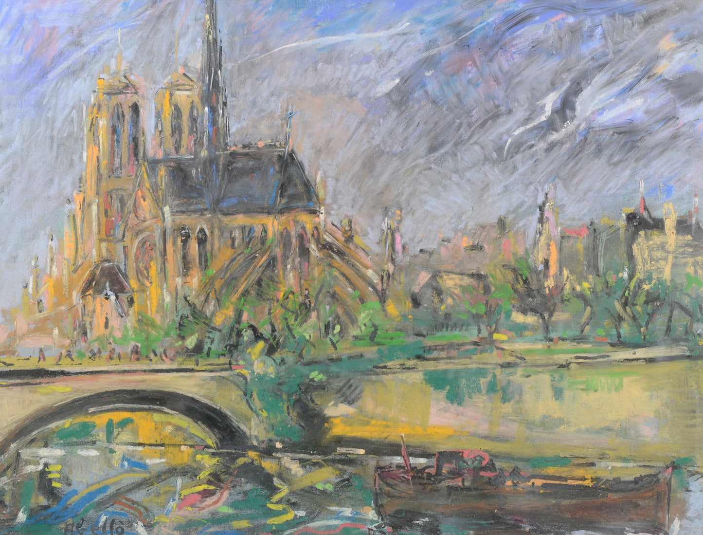 Seine and Notre-Dame de Paris - Joan Abelló Prat - Modern Decorative