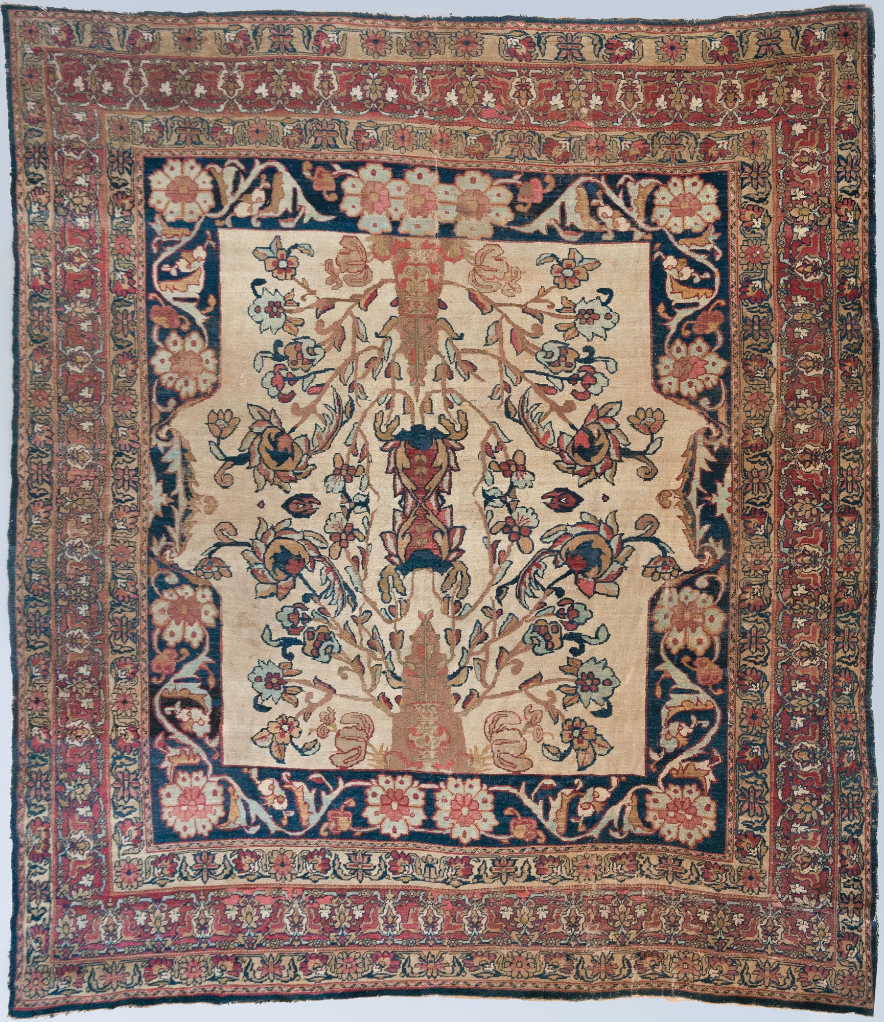 Large Unusual Hand Woven Rug - Antique Kerman or Mashad - Modern Decorative