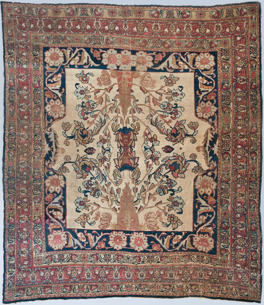 Large Unusual Hand Woven Rug - Antique Kerman or Mashad - Modern Decorative