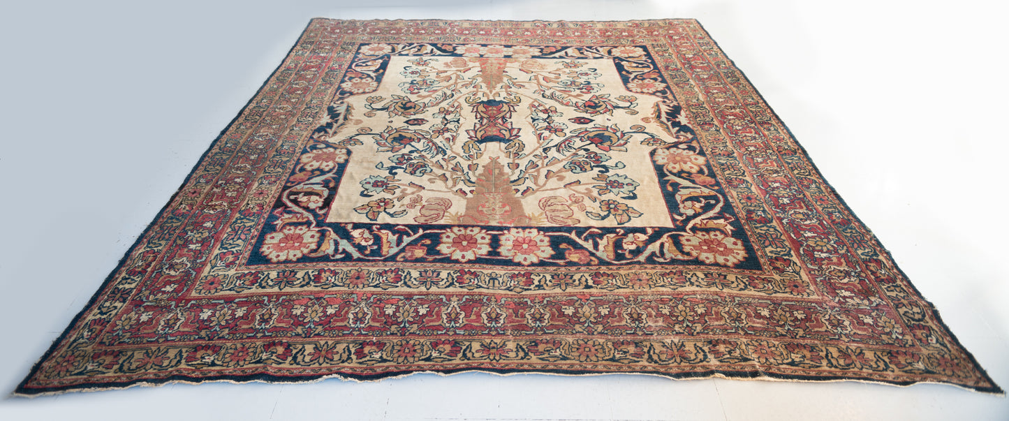Large Unusual Hand Woven Rug - Antique Kerman or Mashad - Modern Decorative