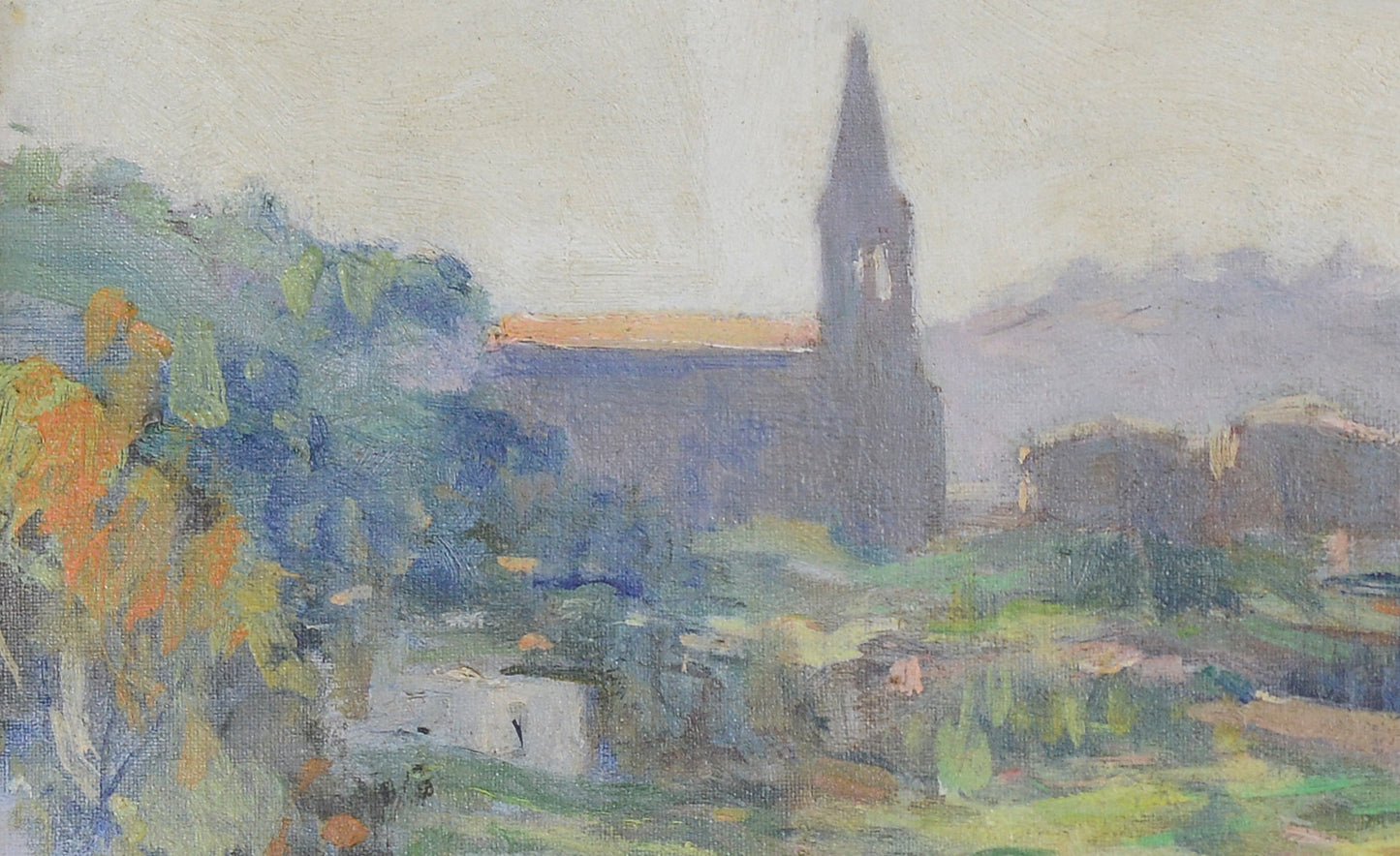 Impressionist oil - Spanish or Catalan Mountain Village - Modern Decorative