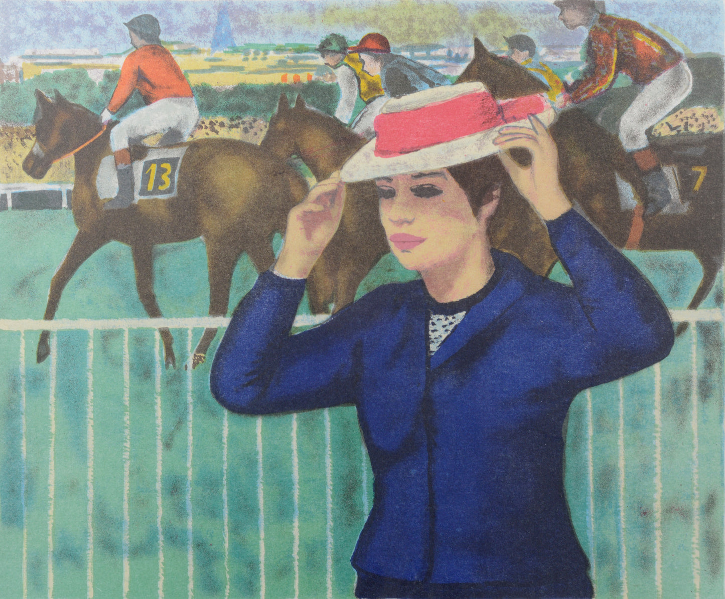 Horse races at Auteuil - Lady with hat - François Gall