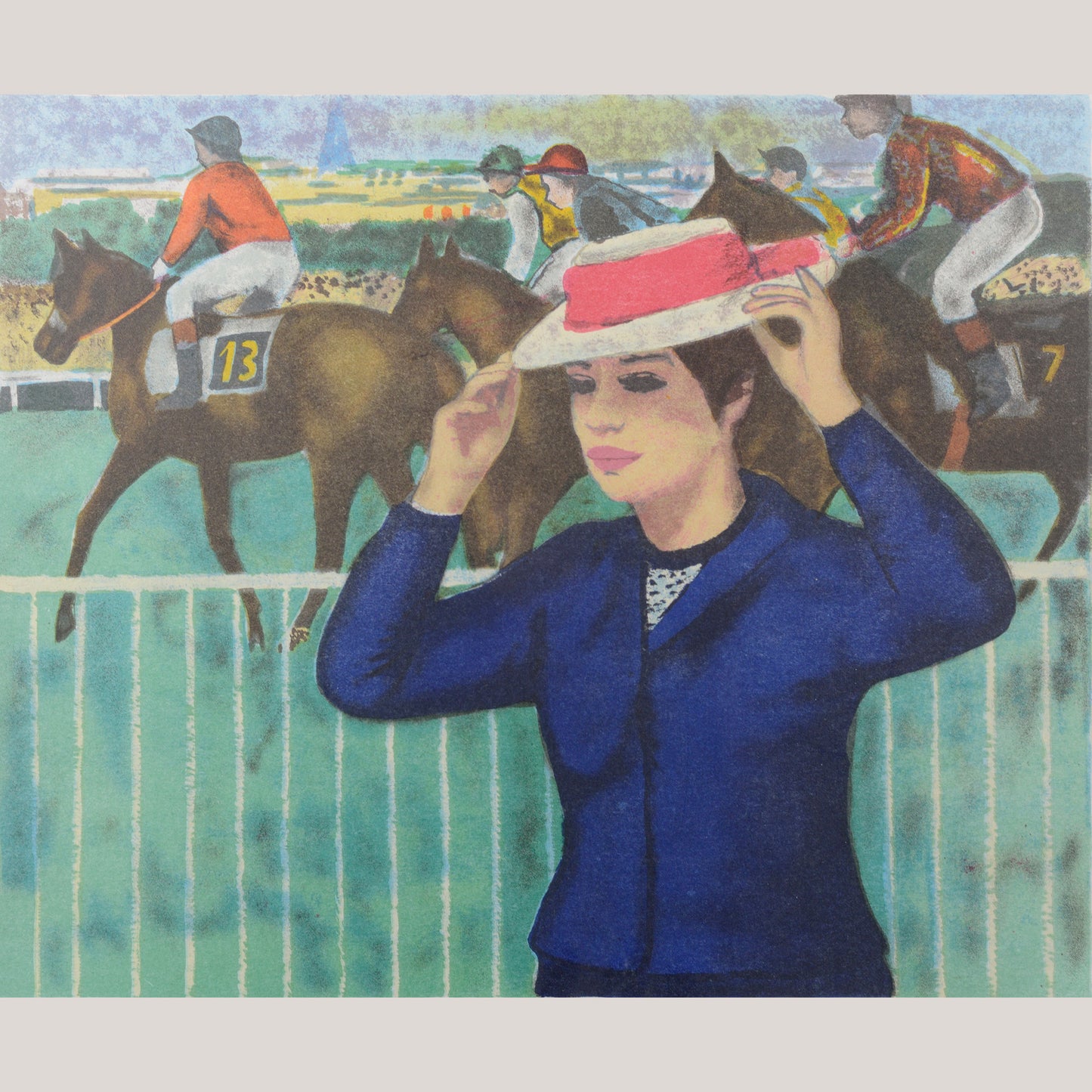 Horse races at Auteuil - Lady with hat - François Gall