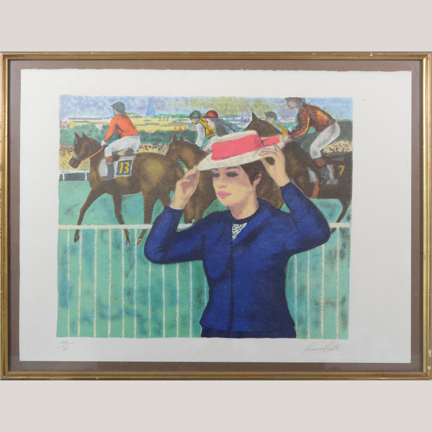 Horse races at Auteuil - Lady with hat - François Gall