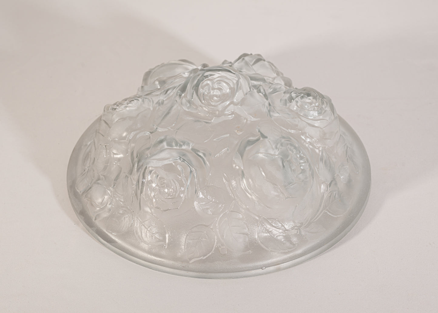 1930s Moulded Glass Hanging Lamp with Floral Design