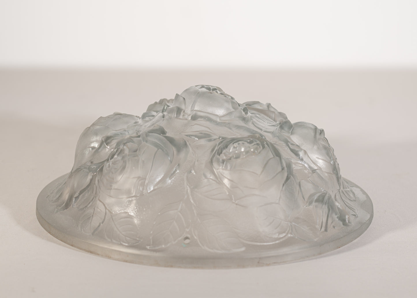 1930s Moulded Glass Hanging Lamp with Floral Design