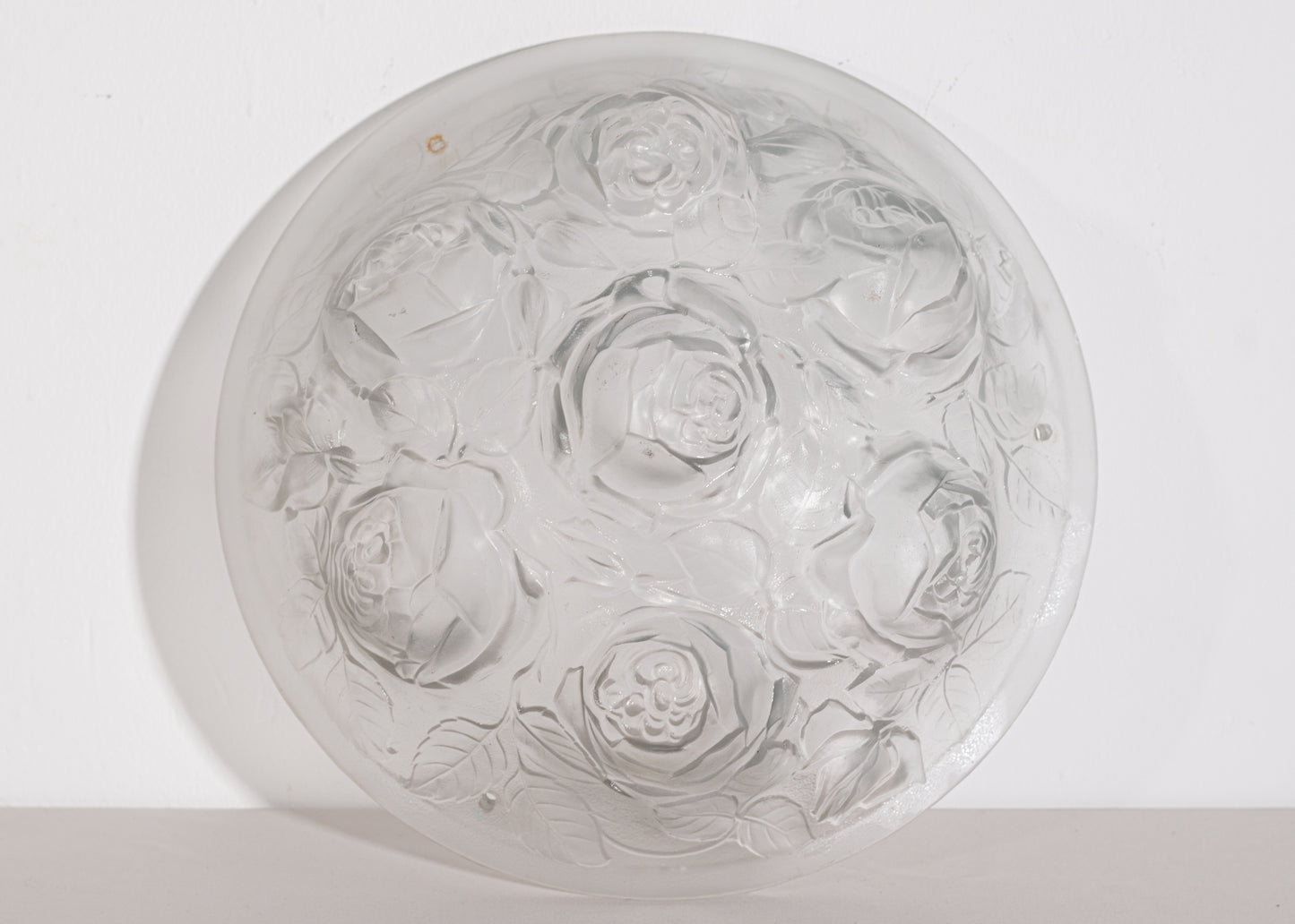 1930s Moulded Glass Hanging Lamp with Floral Design