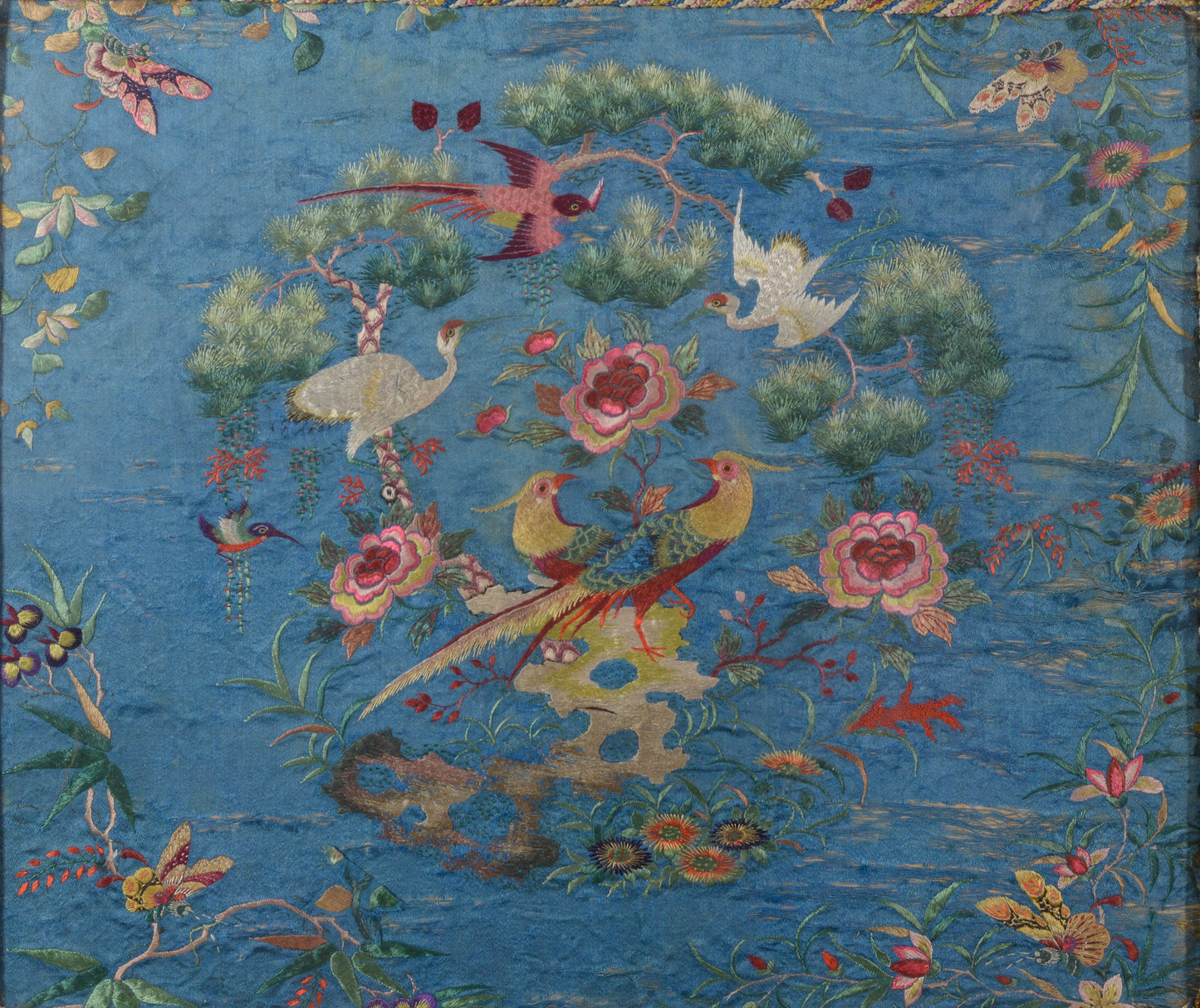 Chineese Embroidery - 18th or early 19th century - Exotic Birds and Flowers - Modern Decorative