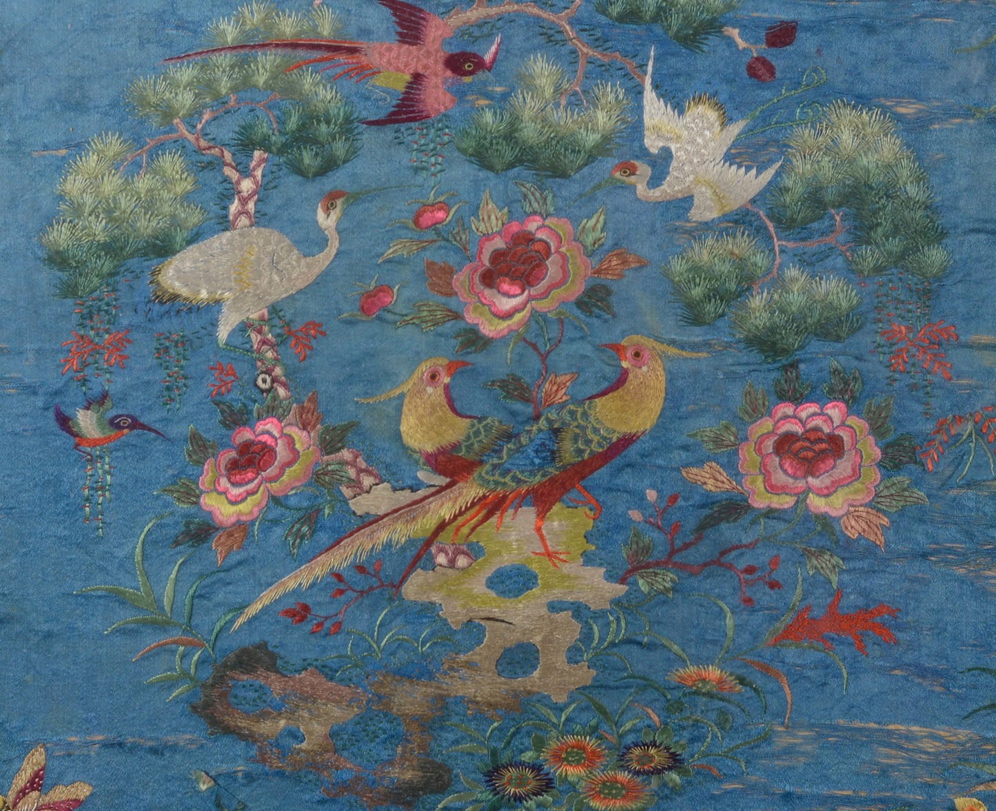 Chineese Embroidery - 18th or early 19th century - Exotic Birds and Flowers - Modern Decorative