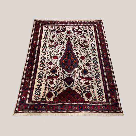 Vintage Hand-Knotted Rug with Tree of Life Design - 159 cm -124 cm