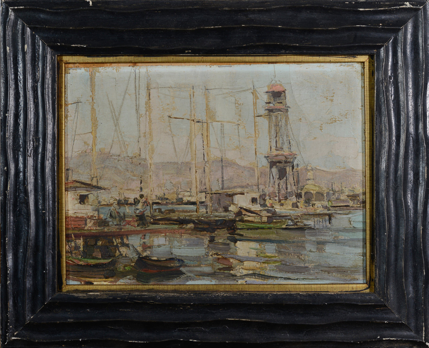 Barcelona Port - Sailing Boats - Impressionist Oil - Modern Decorative
