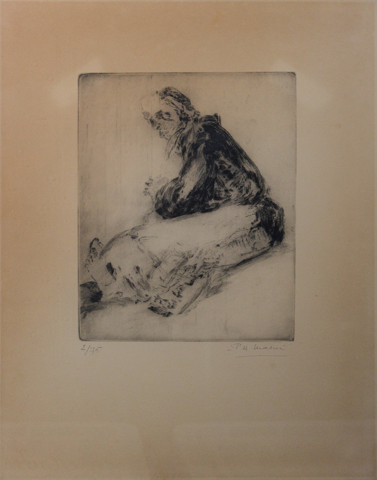 Paul Auguste MASUI - Etchings - Belgium Women at Work - Follower Pierre Bonnard