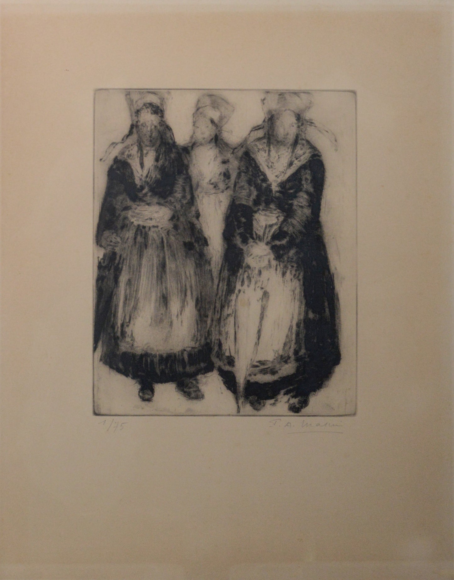 Paul Auguste MASUI - Etchings - Belgium Women at Work - Follower Pierre Bonnard