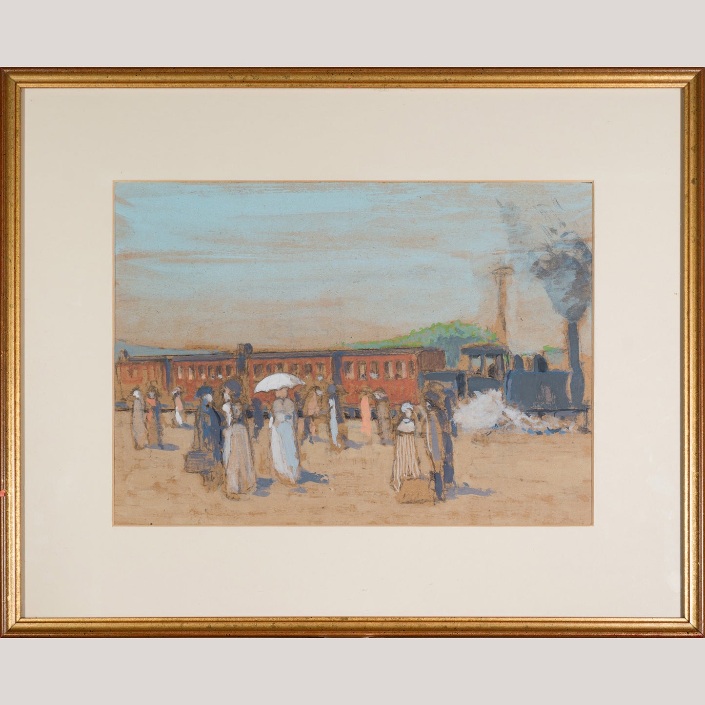 Departure at the Station - Impressionist Watercolour