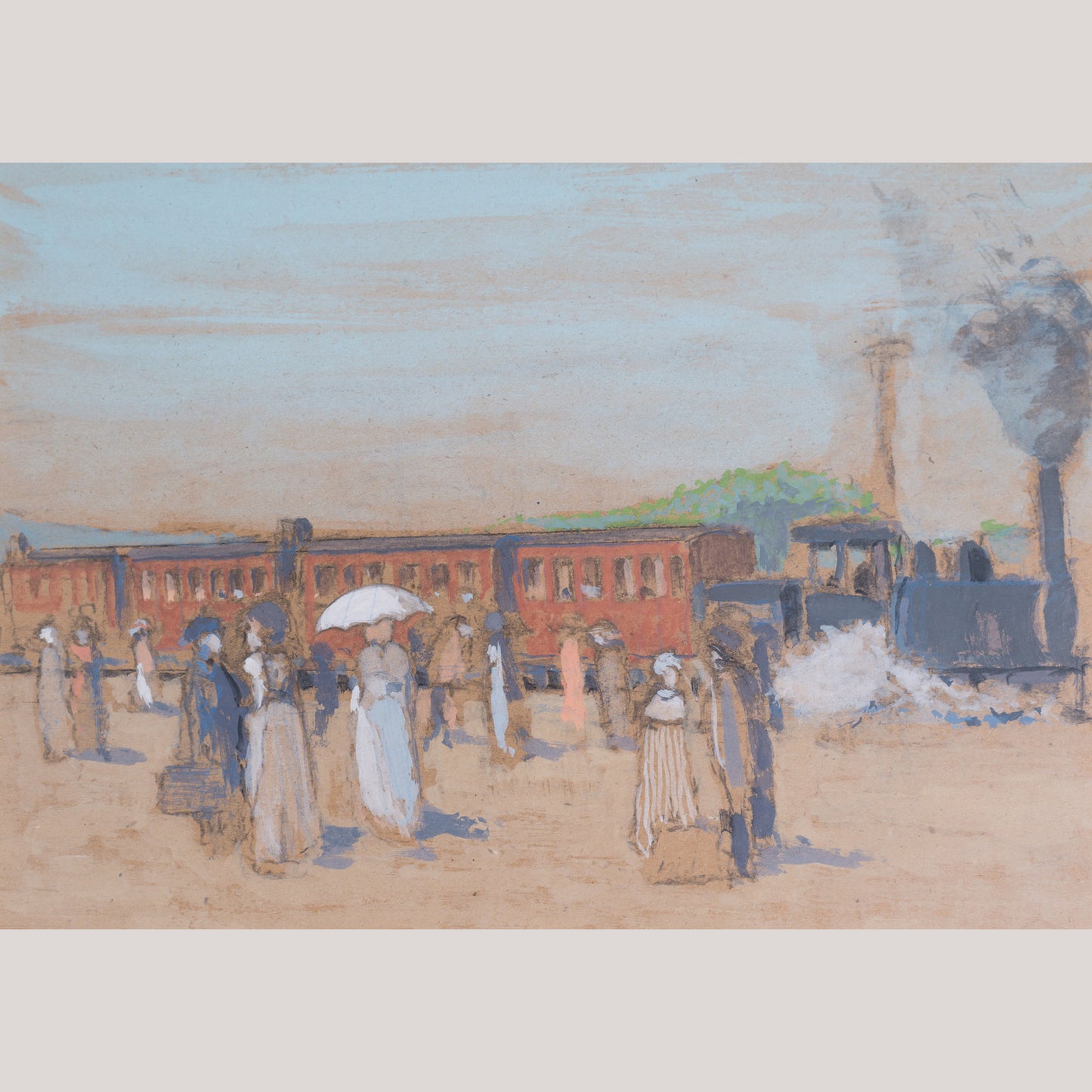 Departure at the Station - Impressionist Watercolour