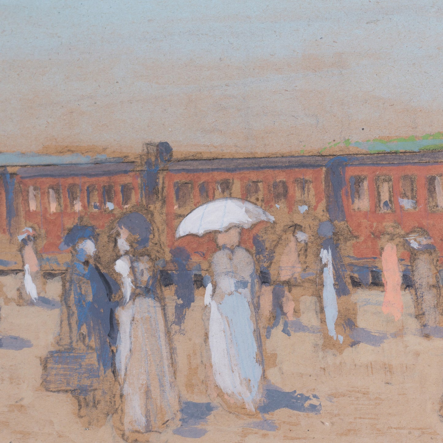 Departure at the Station - Impressionist Watercolour