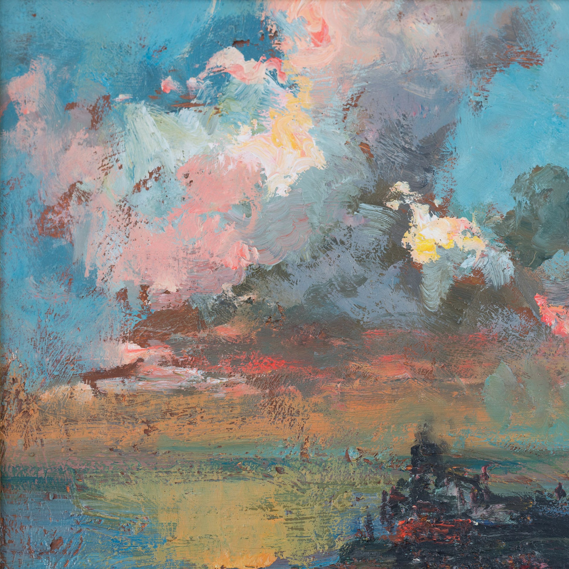 Expressive Impressionist Coastal Sunset Cloud Study - Oil Painting - Modern Decorative