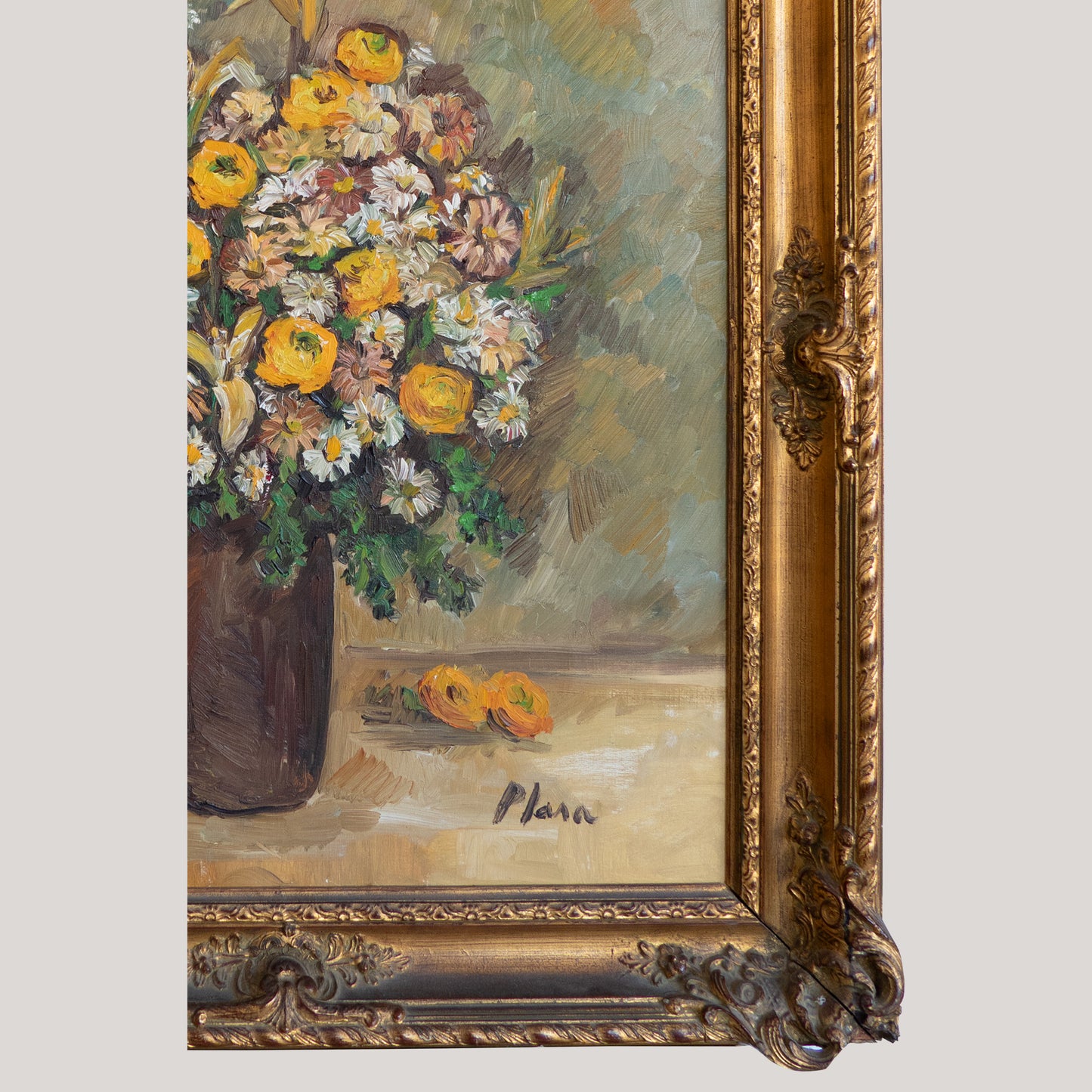 Radiant Blooms in Golden Light – Floral Still Life by Francesca Plasa