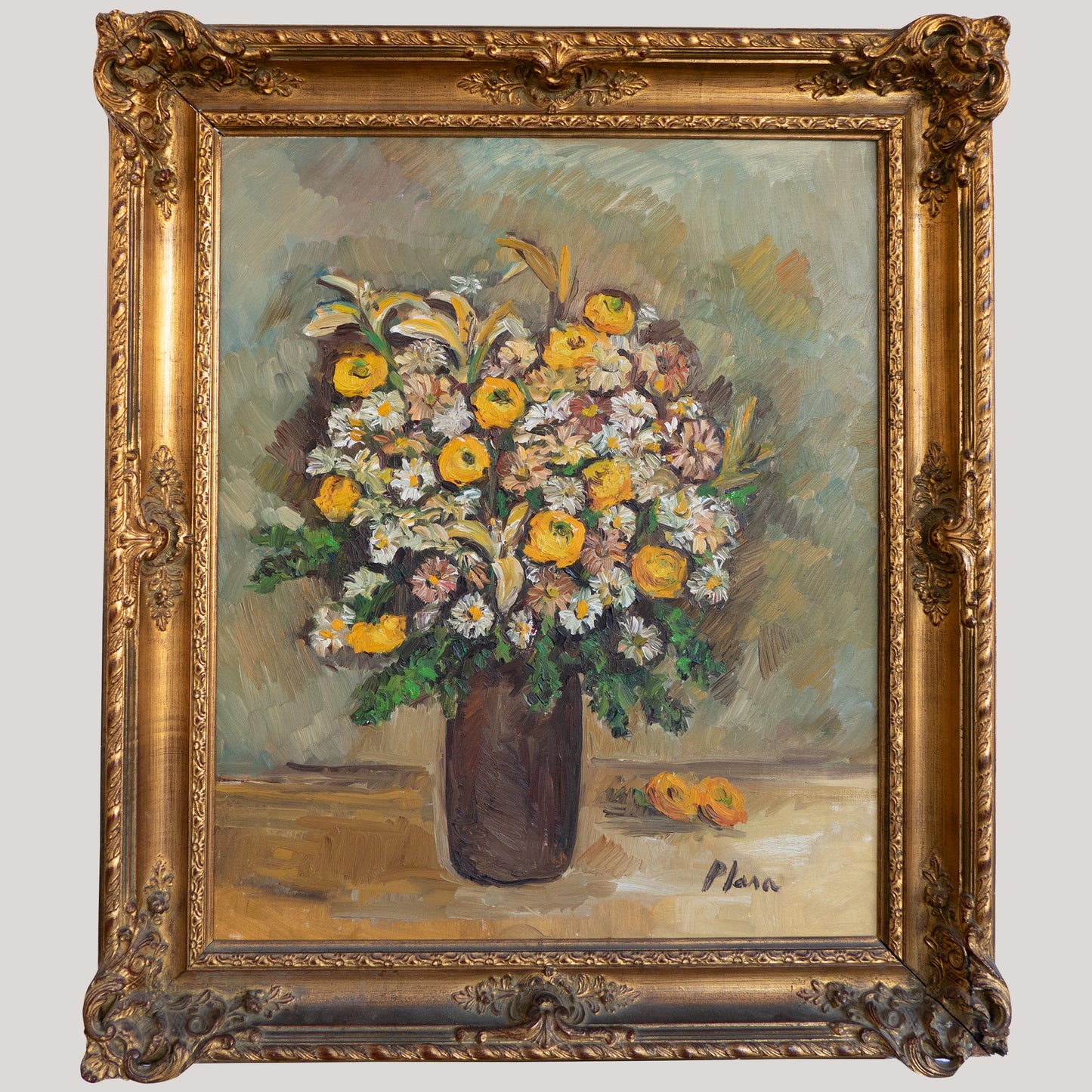Radiant Blooms in Golden Light – Floral Still Life by Francesca Plasa