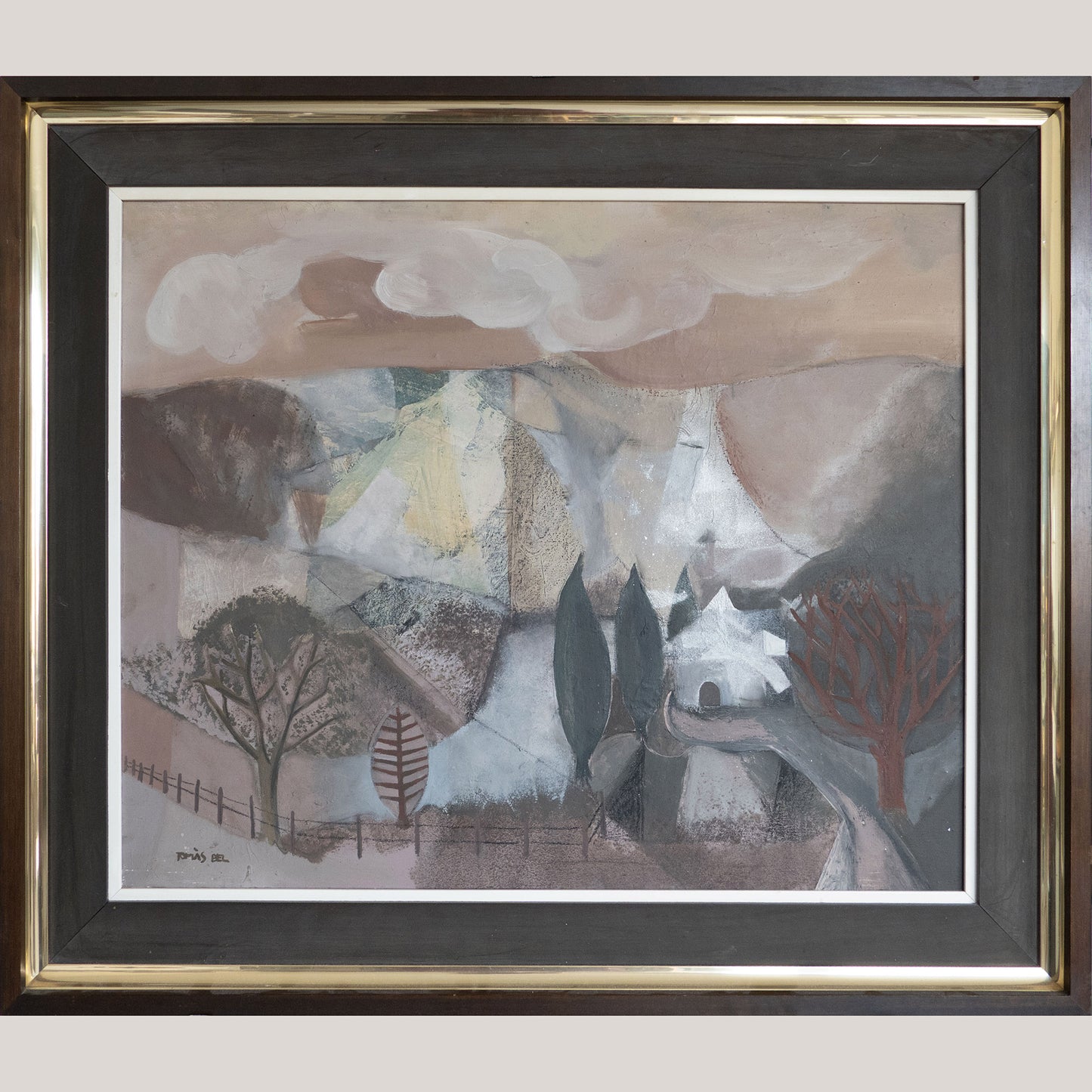 Mid-Century Catalan Landscape – Original Mixed Media by Tomàs Bel