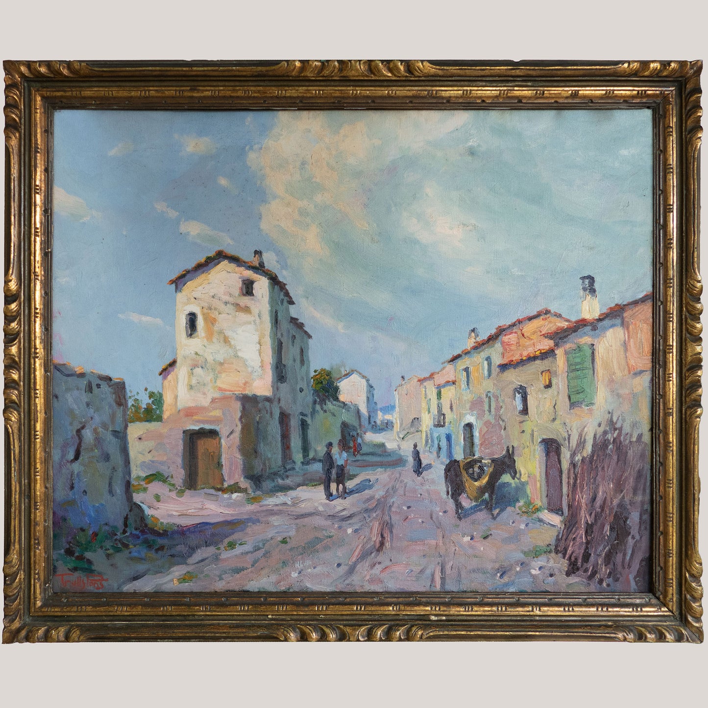 Caserras Village Street Scene – Impressionist Original Oil by Ramon Trulls Pons