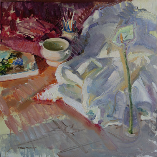 Still Life with Cup and Brush Jar by Carmen Roger