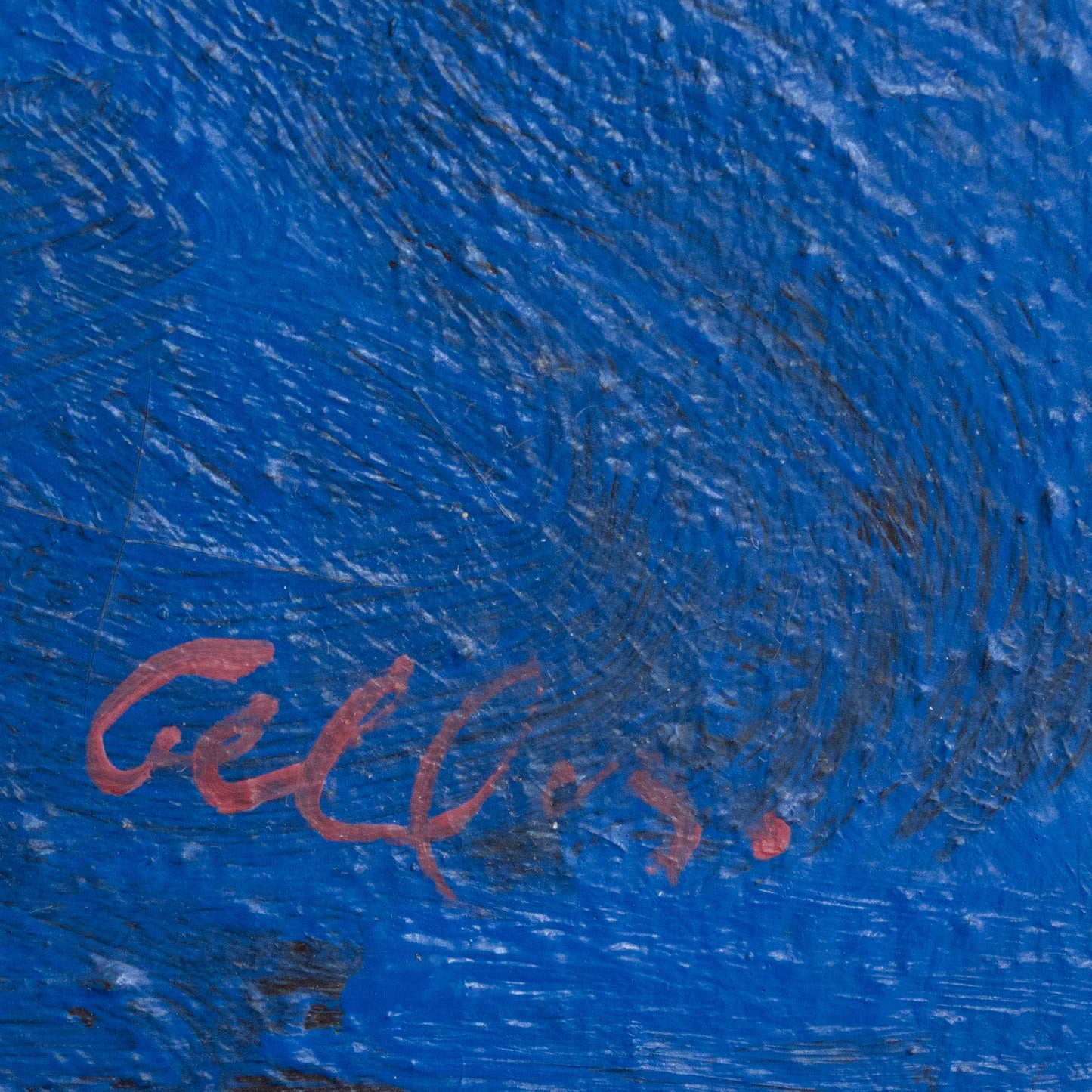 Blue Abstract Geometric Composition – 19th Century Oil on Canvas by Cellos