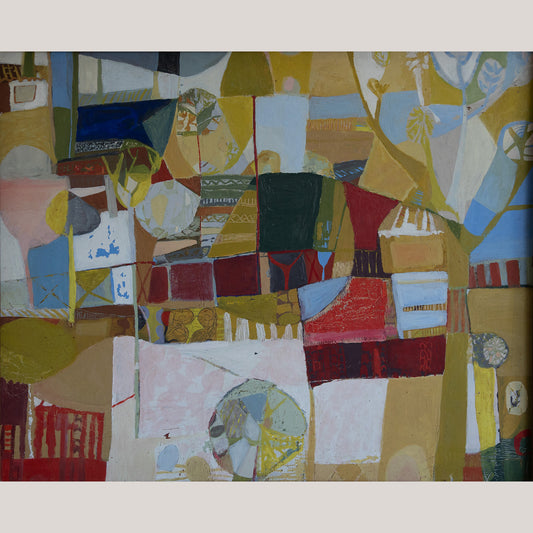 Large Abstract Oil Composition – Mid-20th Century - Signed Lita