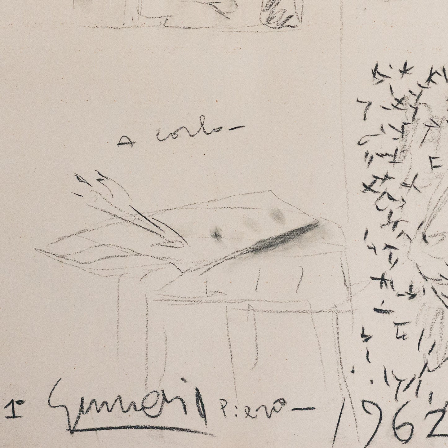 Portrait Study – Unidentified Artist 1962 – Original Modernist Sketch