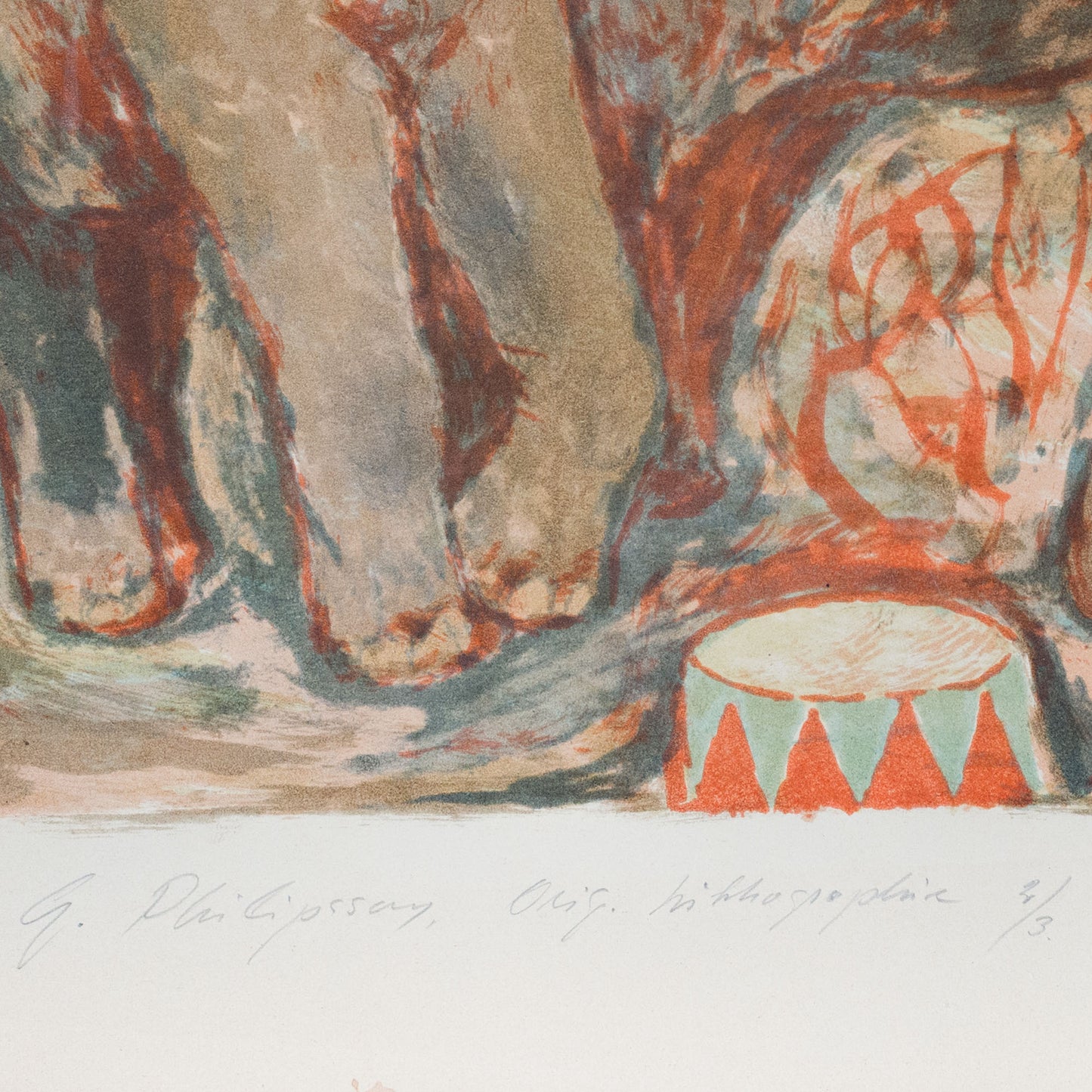 Circus Elephants Lithograph – Artist Unidentified