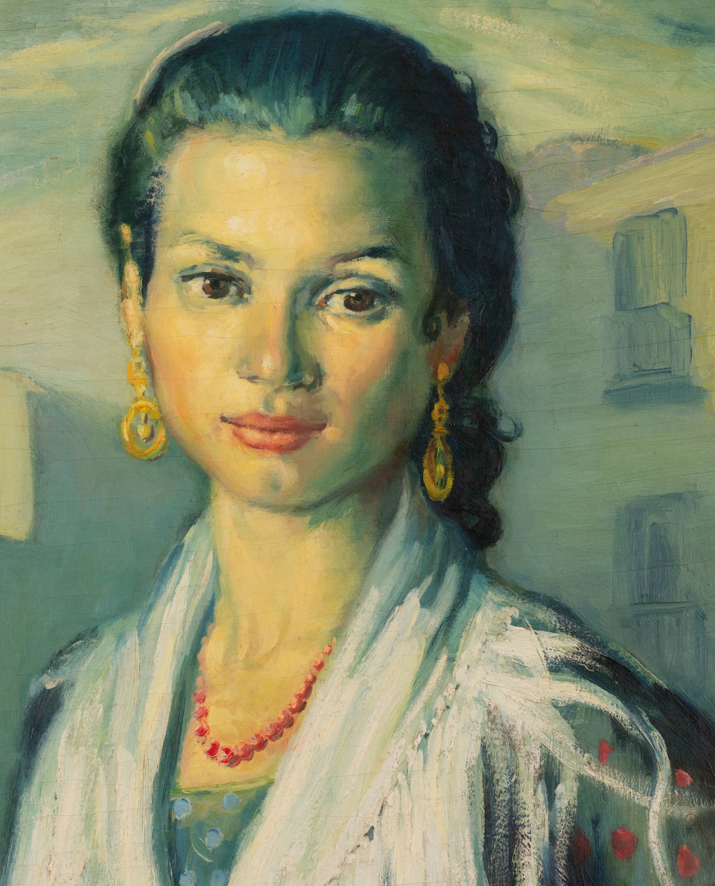 "Gipsy - Rosario" of Montjuich - JOSÉ LAMUÑO - Framed Oil on Canvas