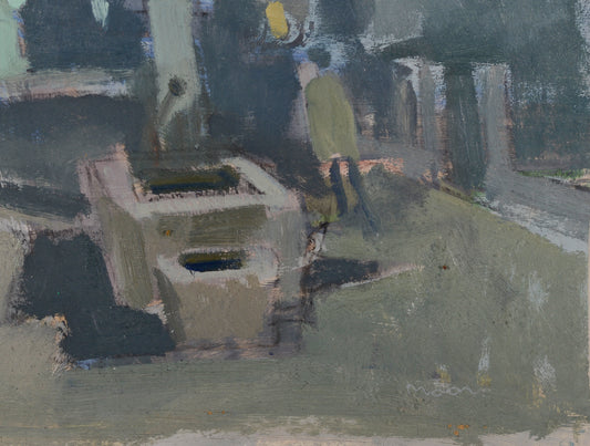 Karl MOOR - The Square - Figurative abstract oil - Modern Decorative