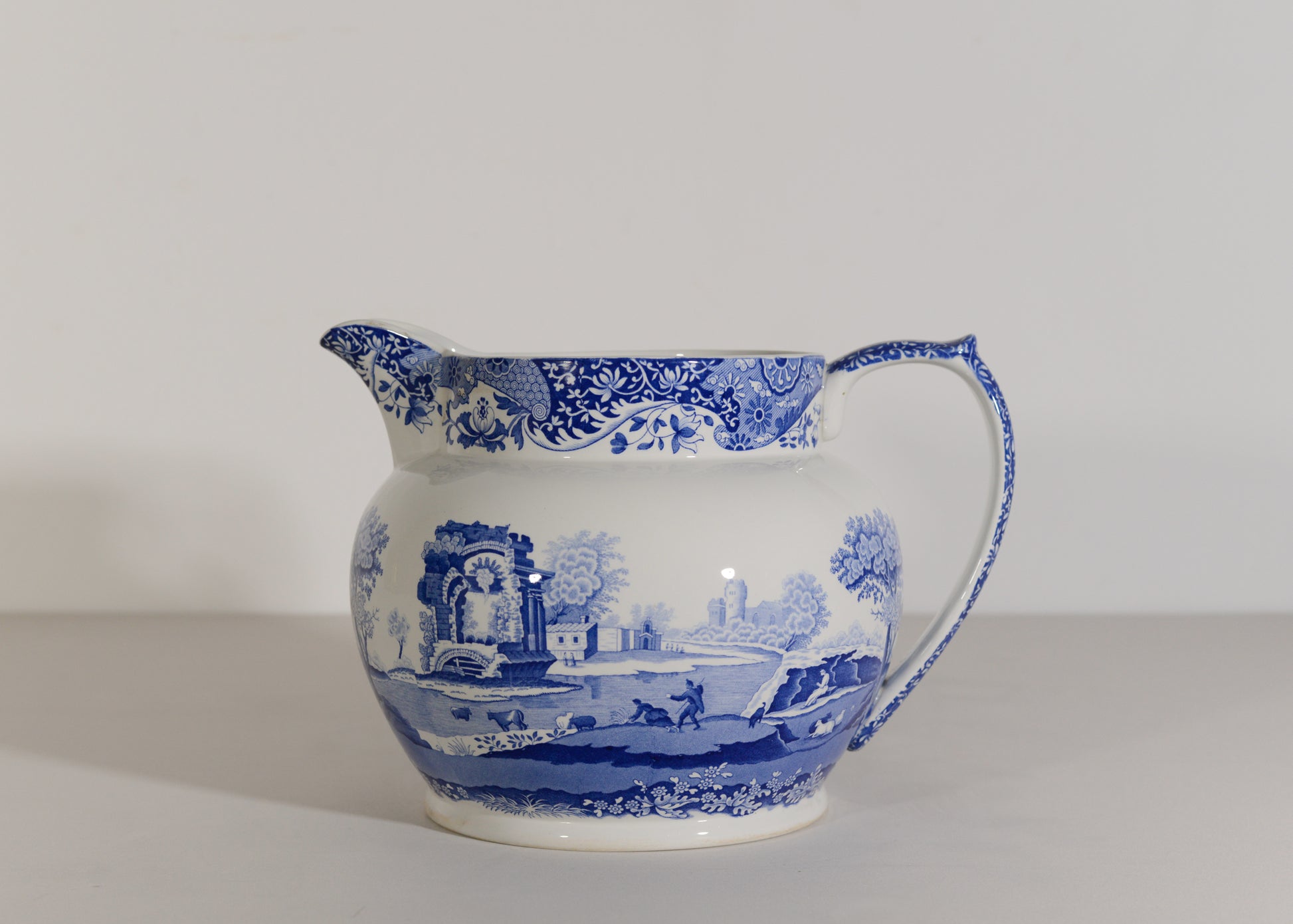 Very large blue and White Spode Jug - Italian Design - Modern Decorative