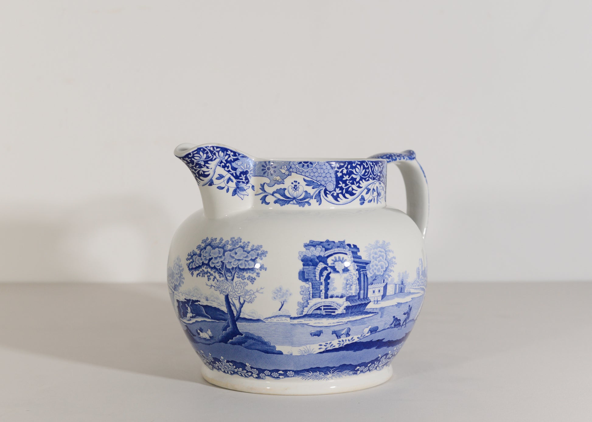 Very large blue and White Spode Jug - Italian Design - Modern Decorative