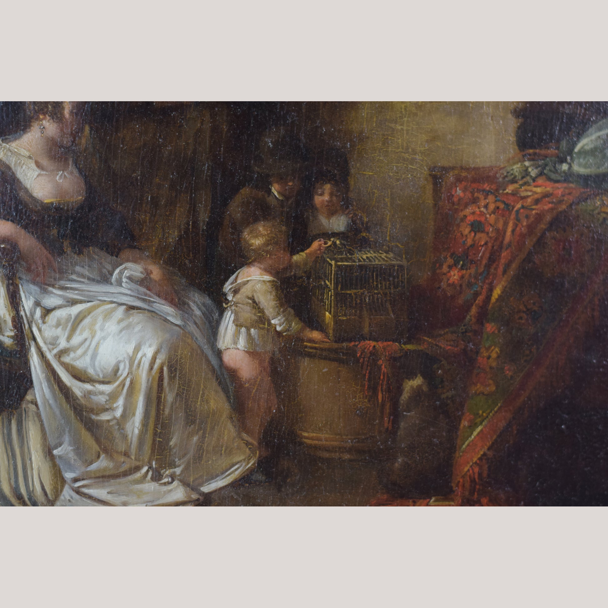 18th Century Domestic Scene - Oil on panel - Modern Decorative